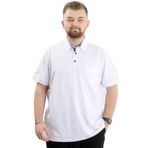 Mode XL 20552 Beyaz Cepli Klasik Pike Polo Yaka Erkek T-shirt