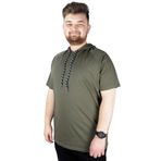 Mode XL 22117 Haki Kapüşonlu Erkek T-shirt