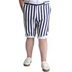 Mode XL 22412 Lacivert-Beyaz Çizgili Gabardin Erkek Kapri