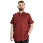 Mode XL 23302 Bordo Gabardin Kısa Kol Tek Cep Erkek Gömlek