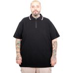Mode XL 25319 Siyah Fermuarlı Polo Yaka Erkek T-shirt