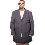 Mode XL 25750 Lacivert Ekose Uzun Erkek Palto