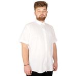 Mode XL Büyük Beden Erkek Kısa Kol Keten Likralı Gömlek - Rahat ve Şık Plus Size Giyim, Casual Moda,Geniş Beden Aralığı BEYAZ 3XL