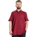 Mode XL Büyük Beden Erkek Kısa Kol Keten Likralı Gömlek - Rahat ve Şık Plus Size Giyim, Casual Moda,Geniş Beden Aralığı BORDO 3XL