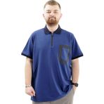 Mode XL U24325 İndigo Polo Yaka Fermuarlı Erkek T-shirt
