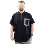 Mode XL U24325 Siyah Polo Yaka Fermuarlı Erkek T-shirt