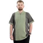 Mode XL U24327 Çağla Renk Bloklu Polo Yaka Erkek T-shirt