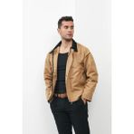 Modefendicom Kadife Yaka Baharlık Mont - Camel - 2XL