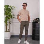Modefendicom Pamuk Likra Slim Fit Kalıp Bebe Yaka Fermuarlı Tshirt - Krem