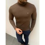 Modefendicom Slim Fit A Kalite Pamuk Tam Boğazlı Kazak - Kahverengi - 3XL