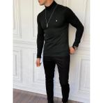 Modefendicom Slim Fit A Kalite Pamuk Tam Boğazlı Kazak - Siyah