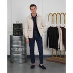 Modefendicom Slim Fit Baklava Desen Torba Cep Dolum Elyaf Mont - Krem - XL