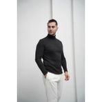 Modefendicom Slim Fit Italyan Kesim Tam Balıkçı Boğazlı Kazak - Siyah - 3XL