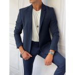Modefendicom Slimfit Kalıp Pamuk Likra Ceket Pantolon Takım Elbise - Lacivert - XL