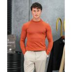Modefendicom Slimfit Kalıp Pamuklu Triko Yarım Balıkçı Triko Kazak - Turuncu - 2XL