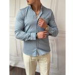 Modefendicom Slimfit Merserize Pamuk Uzun Kollu Gömlek - Buz Mavisi - 2XL