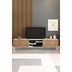 Model Z 150 cm Tv Ünitesi – Dekoratif Raflı Televizyon Ünitesi Iki Kapaklı Modern Tv Sehpası | Televizyon Konsolu - Atlantik Çam - Beyaz