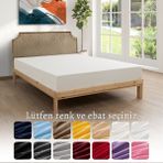 MODELHOME %100 Pamuklu Penye Çift Kişilik Lastikli Çarşaf 180x200-Krem - 180 x 200 cm