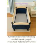 MODELHOME Gri Renkli %100 Pamuklu Soft Penye Kumaş Lastikli Bebek Yatağı Çarşafı (Tüm Park Yataklara Uyumlu) - 70 x 130 cm