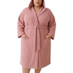 MODELHOME Model Home pamuklu büyük beden kapşonlu pembe renkli bornoz 4xl-5xl-6xl-7xl Pembe 7XL Unisex
