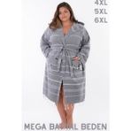 MODELHOME Pamuklu Gri Renkli Büyük Beden Kapüşonlu Peştamal Bornoz, Sabahlık ve Plaj Elbisesi (Mega Beden) - 4XL