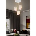 ModeLight Dalya Üçlü Avize Beyaz Hasır Opal Optik Camlı Krem