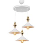 Modelight Maya Karo Beyaz/gold Üçlü Yemek Odası Oturma Odası Salon Mutfak Avize