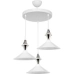 Modelight Maya Karo Beyaz/krom Üçlü Yemek Odası Oturma Odası Salon Mutfak Avize - Beyaz - Krom