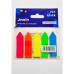 Modellino 5 Renk Film Index Pet Stick Seperatör Ayraç 100 Sayfa Ok Tipi Yapışkanlı Kitap Ayracı 5X20