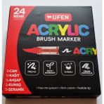 Modellino Brush Akrilik Marker Ufen Fırça Uçlu Akrilik Kalem Markör - 12 / 24 / 60 Renk Seçenekli - 24 Renk Fırça Uçlu Marker