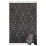 Modena Siyah Geometrik Mikro Modern Geometrik Etnik Desenli Boho Makinada Yıkanabilir Hav Toz Vermez Leke Tutmaz Kaymaz Taban Dijital Makine Baskı Halı Oturma Odası Salon Yolluk Koridor Mutfak Halısı