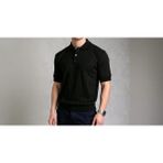 Moderie Butik Erkek Kısa Kollu Yakalı Yakadan Düğmeli Triko Tişört - Siyah - 2XL - 3XL