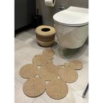 Moderin Görünüm Doğal Jüt Banyo Klozet Önü Paspası Sepet Çift Taraflı Kullanımına Uygun Paspas Çöp Kovası Takımı Banyo Düzenleyici Seti (HASIR-BEJ)