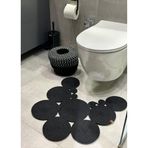 Moderin Görünüm Doğal Jüt Banyo Klozet Önü Paspası Sepet Çift Taraflı Kullanımına Uygun Paspas Çöp Kovası Takımı Banyo Düzenleyici Seti (SİYAH-KIRÇIL)