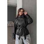 Moderk BSK Suni Deri Dik Yaka Astarlı Kadın Deri Ceket Trenç Trençkot