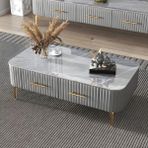 Modern 16" H Gri Sehpa - Oturma Odası ve TV Dolabı için 4 Ayaklı Dikdörtgen Kayrak Kokteyl Masası - Şık Basit Tasarım 119 cm U x 60 cm G x 41 cm Y