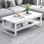 Modern 2 Katlı Sehpa Depolama Raflı Ahşap Orta Kokteyl Masası Oturma Odası Yatak Odası için Dikdörtgen Sehpa Oturma Odası için 100x60x42 cm J Renk