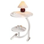 Modern 2 Katlı Suni Mermer Yan Sehpa - Oturma Odası ve Yatak Odası için Depolama Raflı Küçük Masa, Şık Komidin (Boyut: 40x62CM, Renk: B)