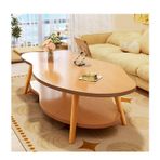 Modern 2 Katmanlı Bulut Şekli Ahşap Sehpa Raf Depolama Kolay Montaj Merkezi Oturma Odası için Masa (BL100* Y40cm/L39.4* H15.7")