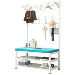 Modern 3 in 1 Entryway portmanto ayakkabı tezgah 2 katmanlı depolama raf 10 kanca zarif giysi demiryolu standı mont ve ayakkabı şık ev nizer