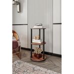 Modern 3 Katlı Ahşap Dekoratif Orta Sehpa & Yan Sehpa | Çok Amaçlı Kitaplık Bitki Standı | Salon, Ofis ve Oturma Odası Düzenleyici | Messer (Ceviz, Round)