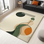 Modern 3D efektli sarı alan halısı 140 x 200 cm - yumuşak kısa tüylü geometrik daireler oturma odası, yatak odası, çocuk odası için, ev dekorasyonu için şık zemin paspası.