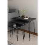 Modern 3'lü Kare Zigon Sehpa Mermer Desenli Metal Tel Ayaklı Salon Sehpası