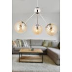 Modern 3'lü Krom Bal Camlı Genç Odası ve Salon Avizesi, Şık ve Fonksiyonel Tasarım - Ahşap - Bej - Seçenek 1