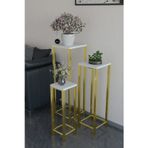 Modern 3'lü Metal Ayaklı Saksılık Dekoratif Çiçeklik Çok Amaçlı Yan Sehpa