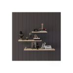 Modern 3'Lü Uçan Raf Çok Amaçlı Duvar Rafı Organizer %100 Mdf Kitaplık Mutfak Banyo Rafı Drf02 Meşe 1