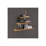Modern 3'Lü Uçan Raf Çok Amaçlı Duvar Rafı Organizer %100 Mdf Kitaplık Mutfak Banyo Rafı Drf02 Petra