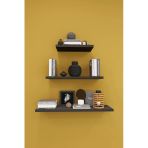 Modern 3'lü Uçan Raf Çok Amaçlı Duvar Rafı Organizer%100 MDF Kitaplık Mutfak Banyo Rafı DRF05 KOYU GRİ