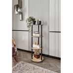 Modern 4 Katlı Ahşap Dekoratif Kitaplık ve Bitki Standı | Çok Amaçlı Raf Düzenleyici | Salon, Oturma Odası ve Ofis İçin Şık Tasarım | Messer (Meşe, Round)