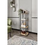 Modern 4 Katlı Ahşap Dekoratif Kitaplık ve Bitki Standı | Çok Amaçlı Raf Düzenleyici | Salon, Oturma Odası ve Ofis İçin Şık Tasarım | Messer (Meşe, Square)